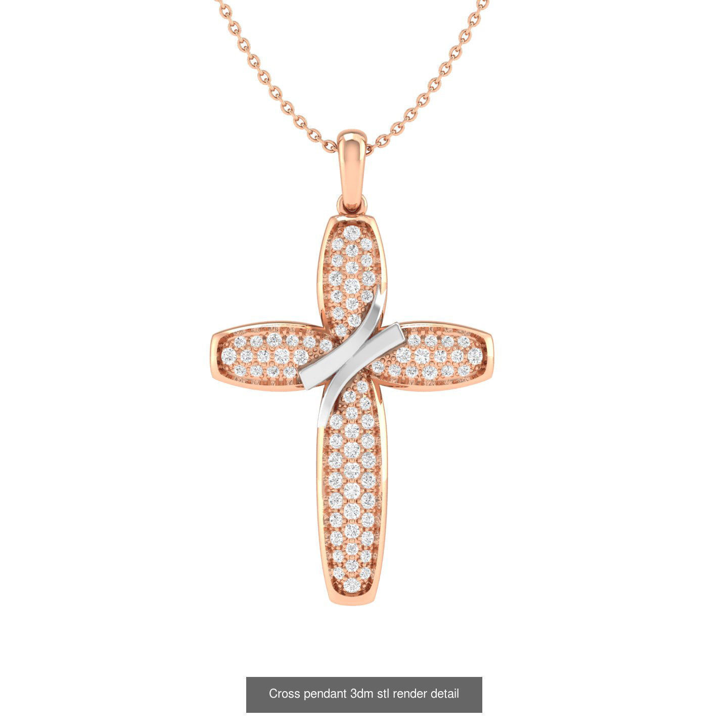 50 Cross Diamond Ring Earrings Pendant Bracelet Renders 3D Model Collection_17
