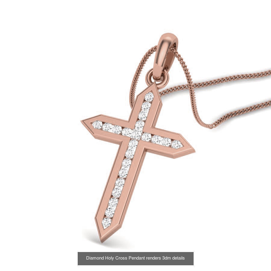 50 Cross Diamond Ring Earrings Pendant Bracelet Renders 3D Model Collection_56