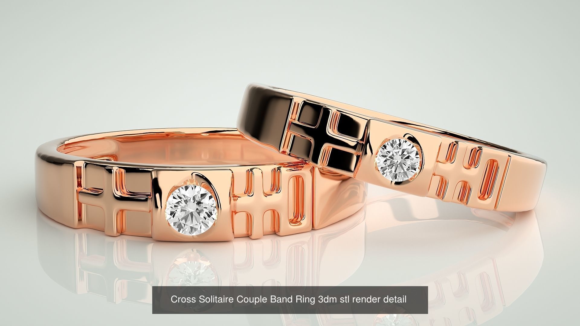 50 Cross Diamond Ring Earrings Pendant Bracelet Renders 3D Model Collection_21