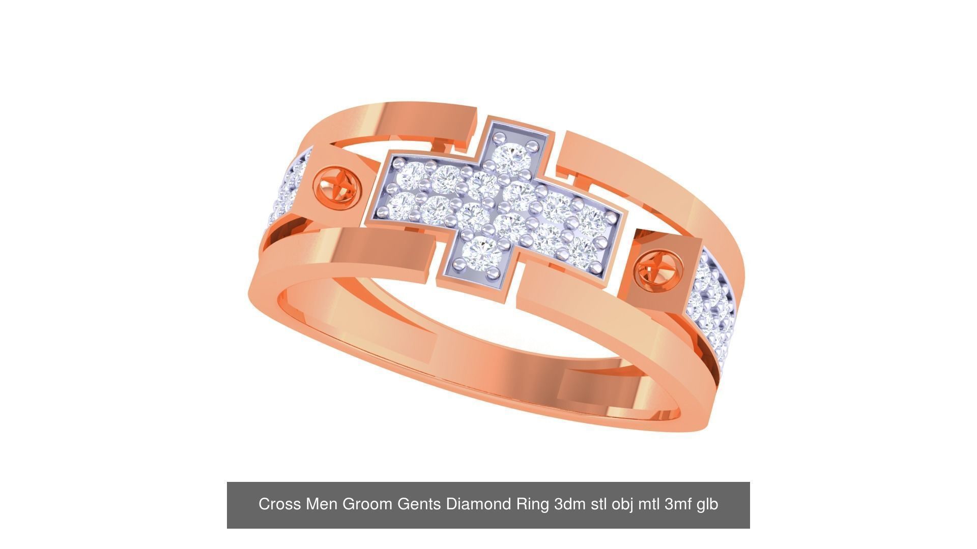 50 Cross Diamond Ring Earrings Pendant Bracelet Renders 3D Model Collection_52