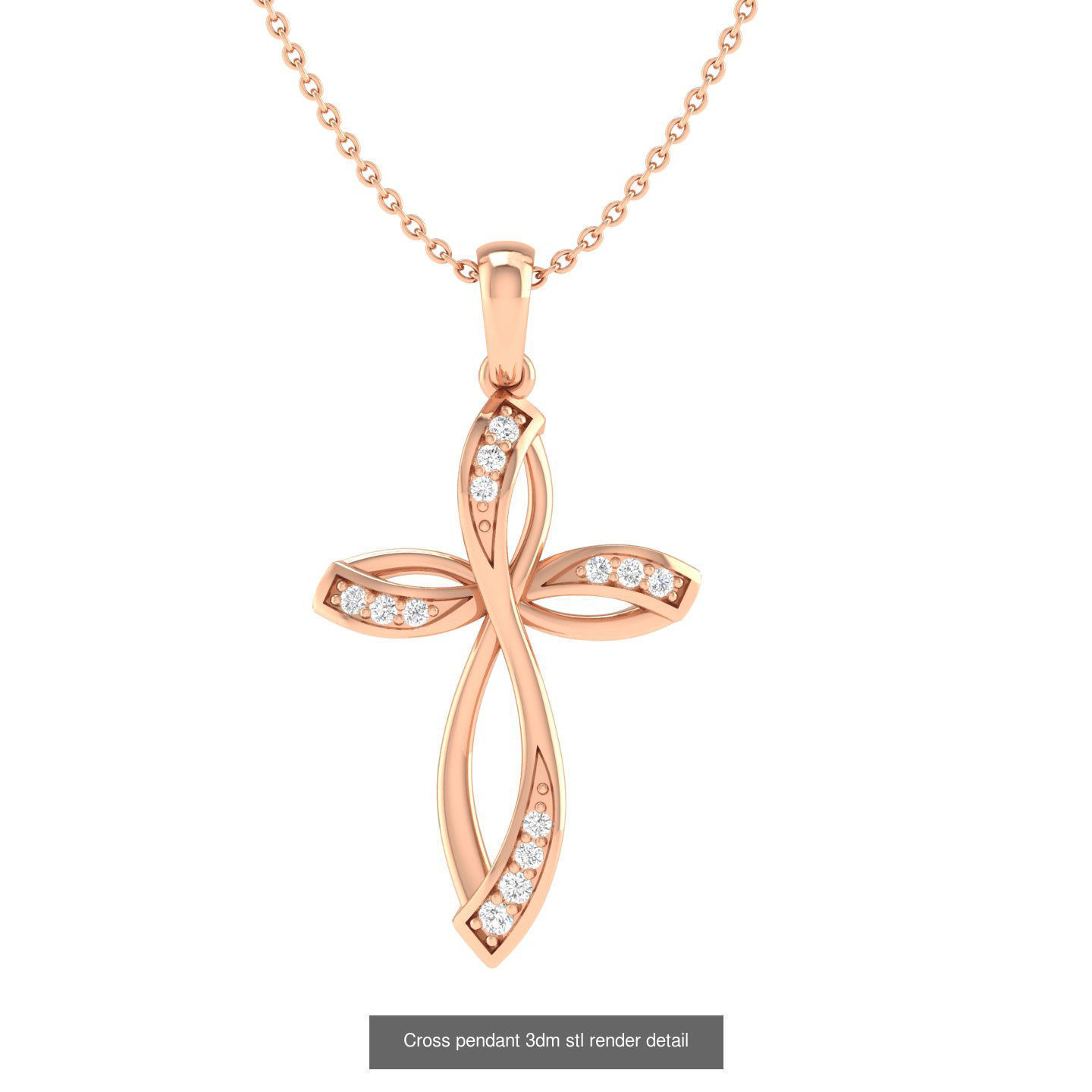 50 Cross Diamond Ring Earrings Pendant Bracelet Renders 3D Model Collection_16