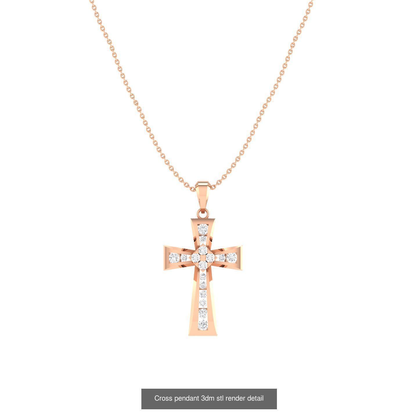 50 Cross Diamond Ring Earrings Pendant Bracelet Renders 3D Model Collection_19