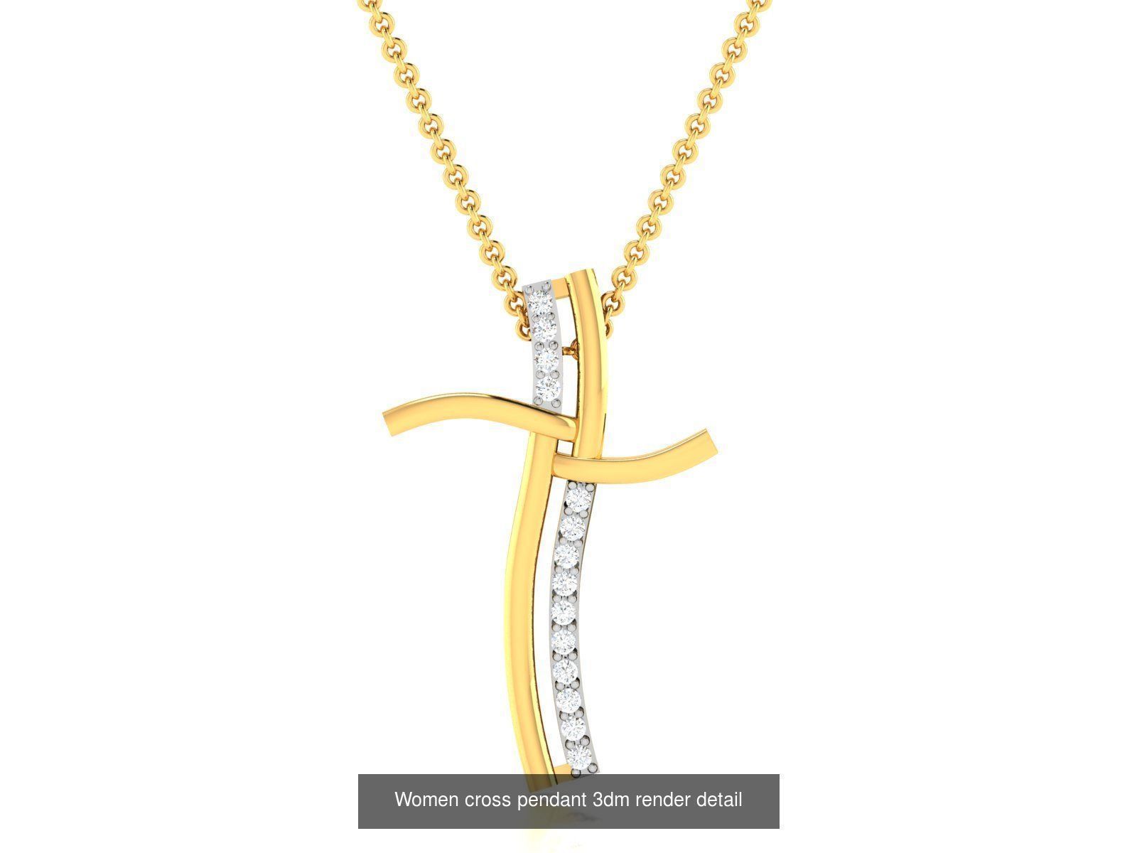 50 Cross Diamond Ring Earrings Pendant Bracelet Renders 3D Model Collection_12