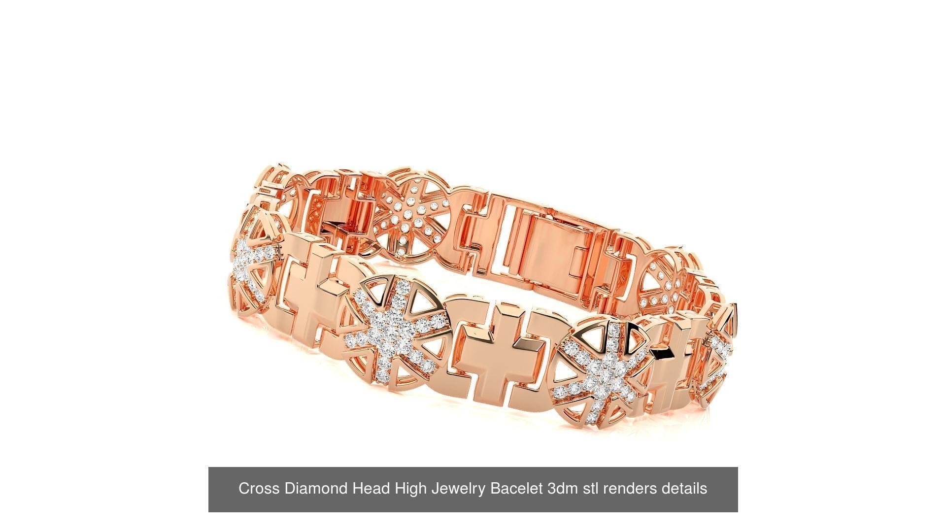 50 Cross Diamond Ring Earrings Pendant Bracelet Renders 3D Model Collection_42