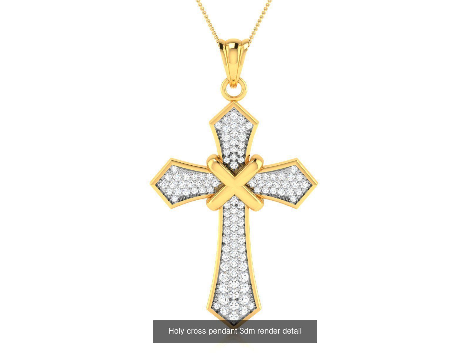 50 Cross Diamond Ring Earrings Pendant Bracelet Renders 3D Model Collection_11