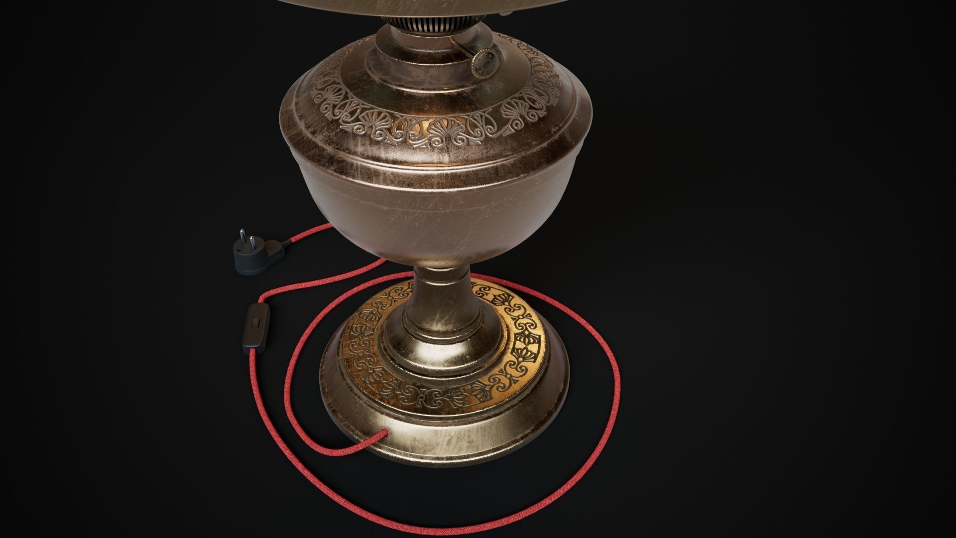Bronze oil lamp 3D model_3