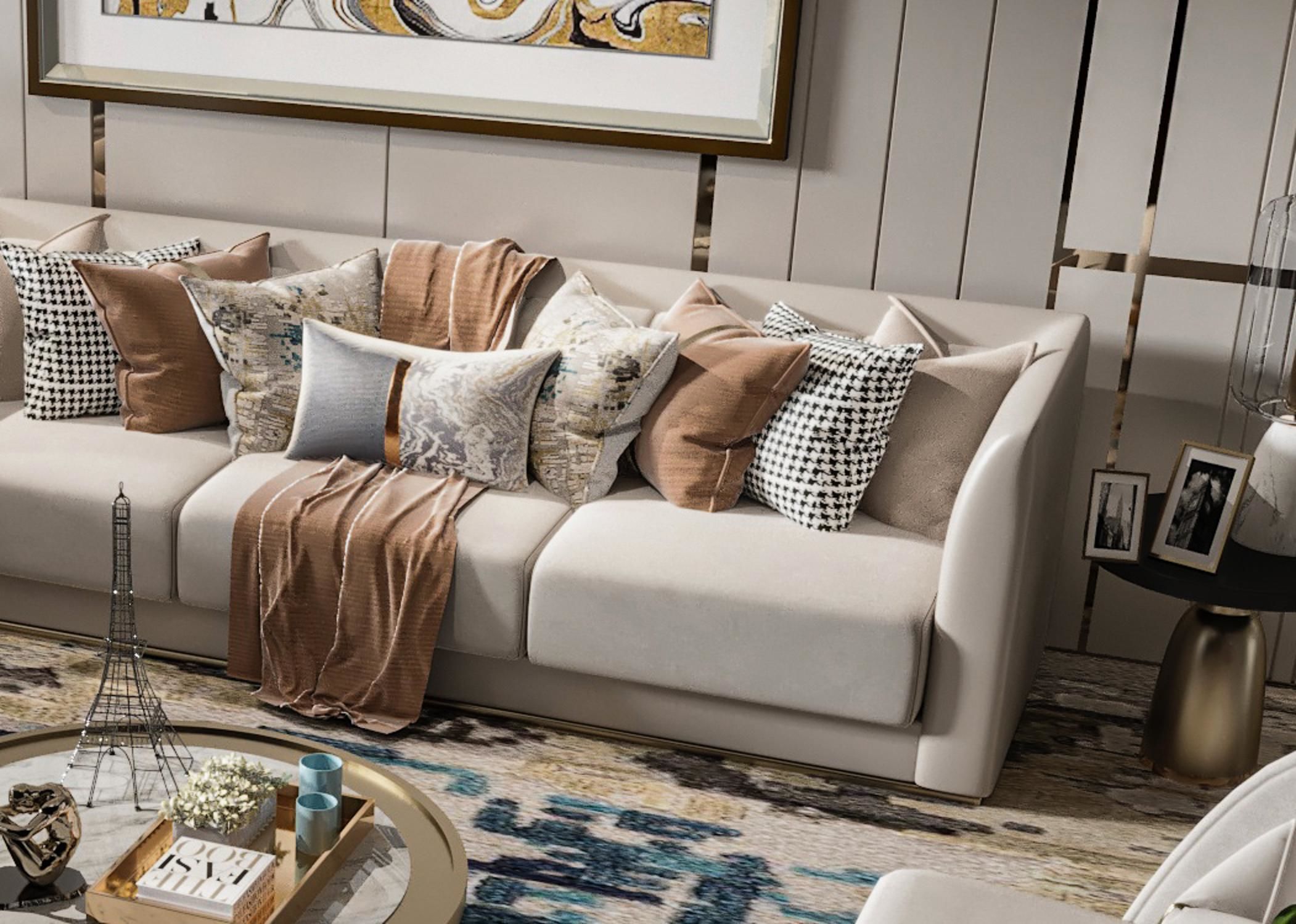 Sofa Table Combination Luxury Modern 3D model_3