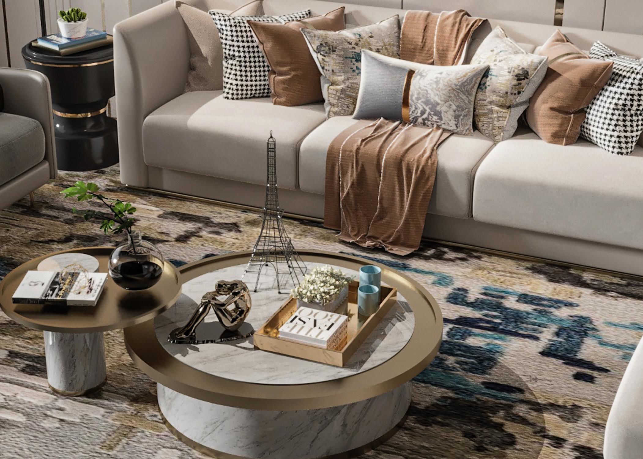 Sofa Table Combination Luxury Modern 3D model_4