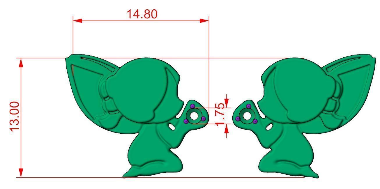 Fairy earring kids 3D print model 3D print model_8