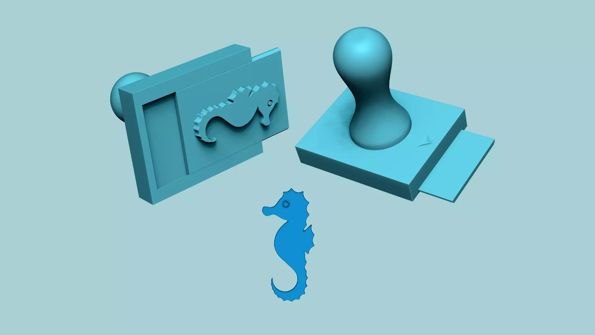Stamp 06 - Sea Horse - Fondant Decoration Maker Toy 3D print model_0