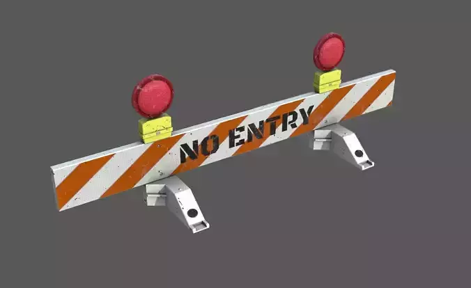 No-Entry Safety Barricade Low-poly 3D model