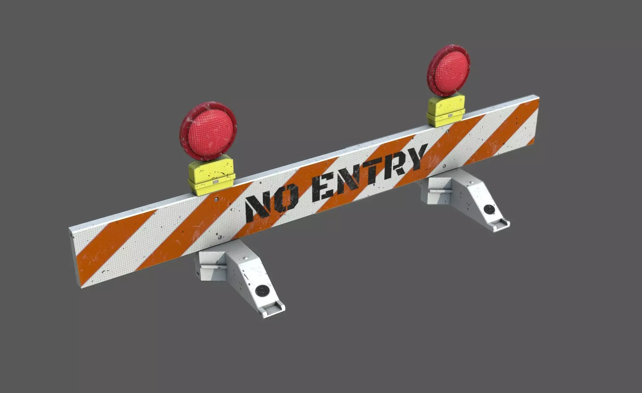 No-Entry Safety Barricade Low-poly 3D model_0