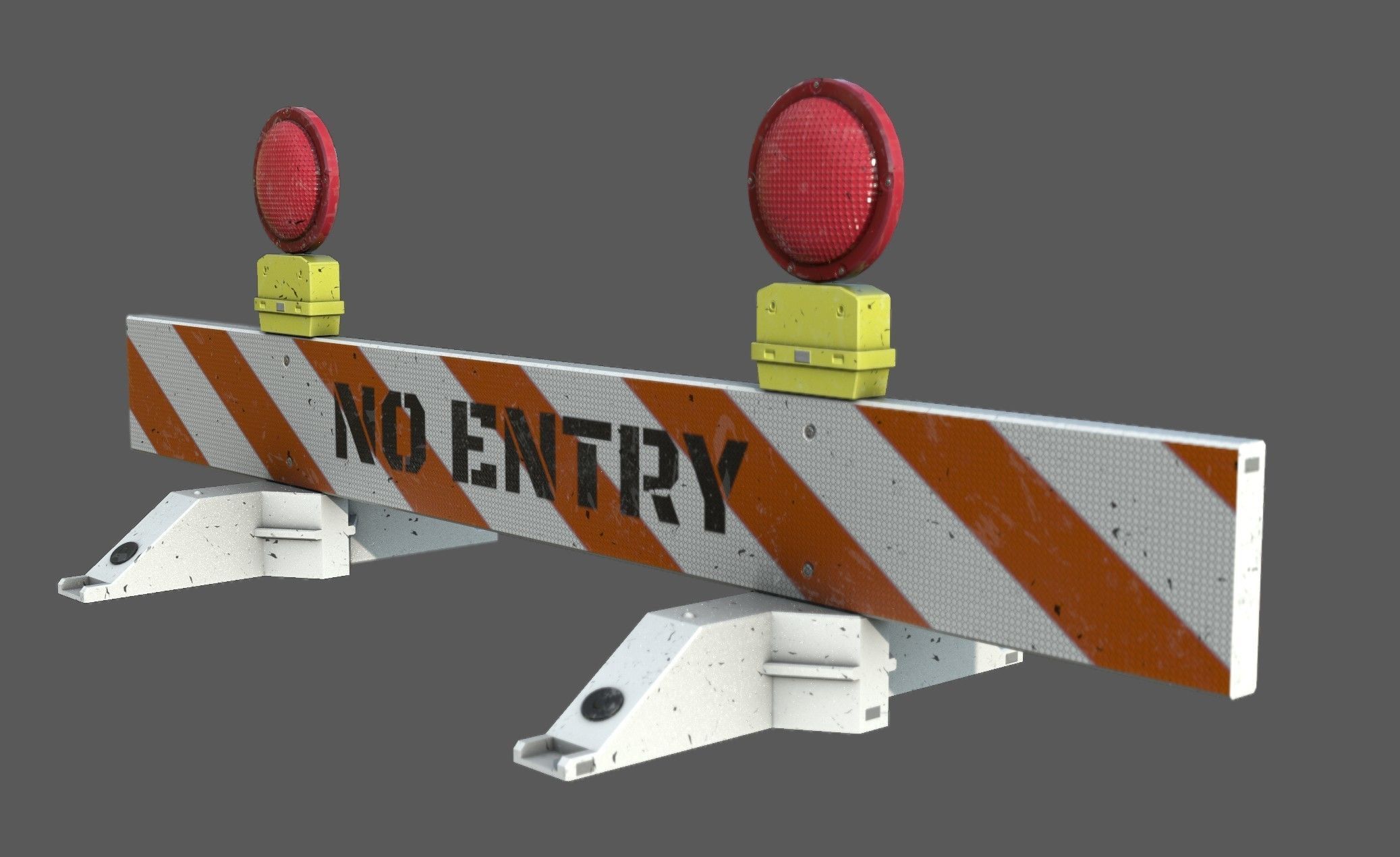 No-Entry Safety Barricade Low-poly 3D model_2