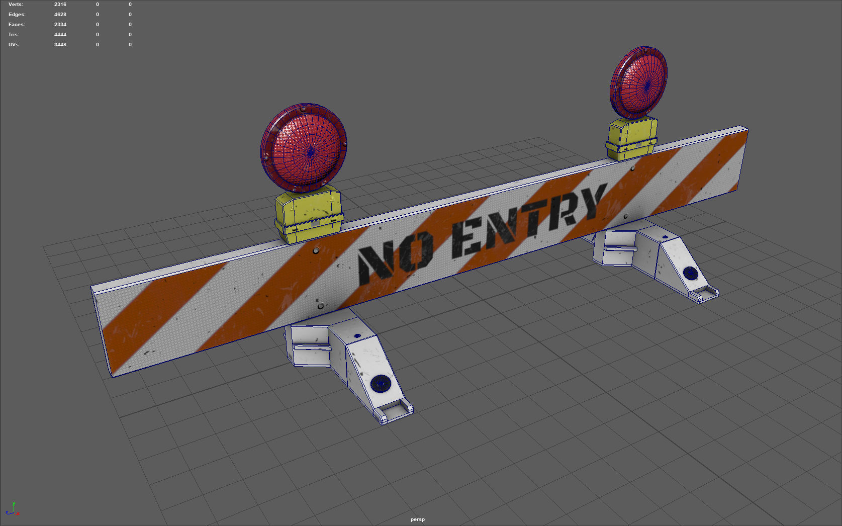 No-Entry Safety Barricade Low-poly 3D model_8