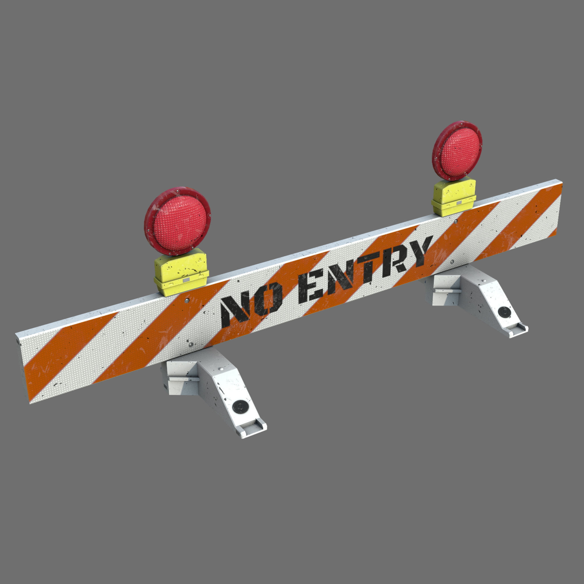 No-Entry Safety Barricade Low-poly 3D model_15