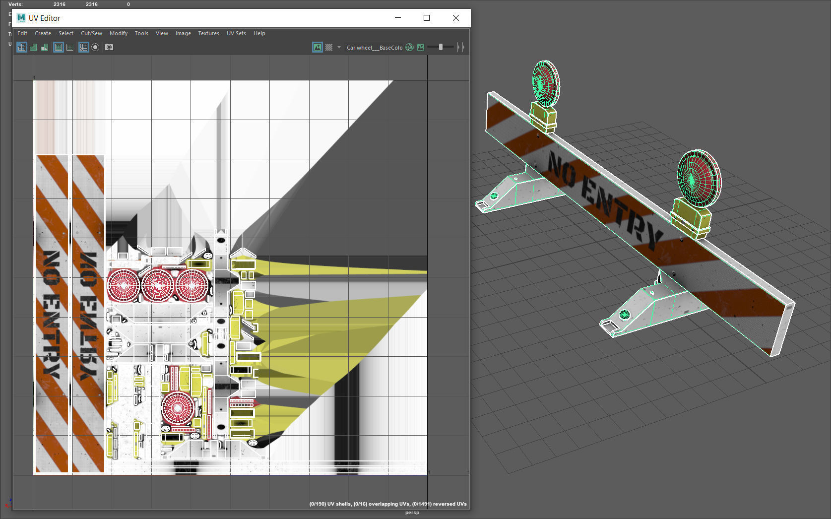 No-Entry Safety Barricade Low-poly 3D model_14