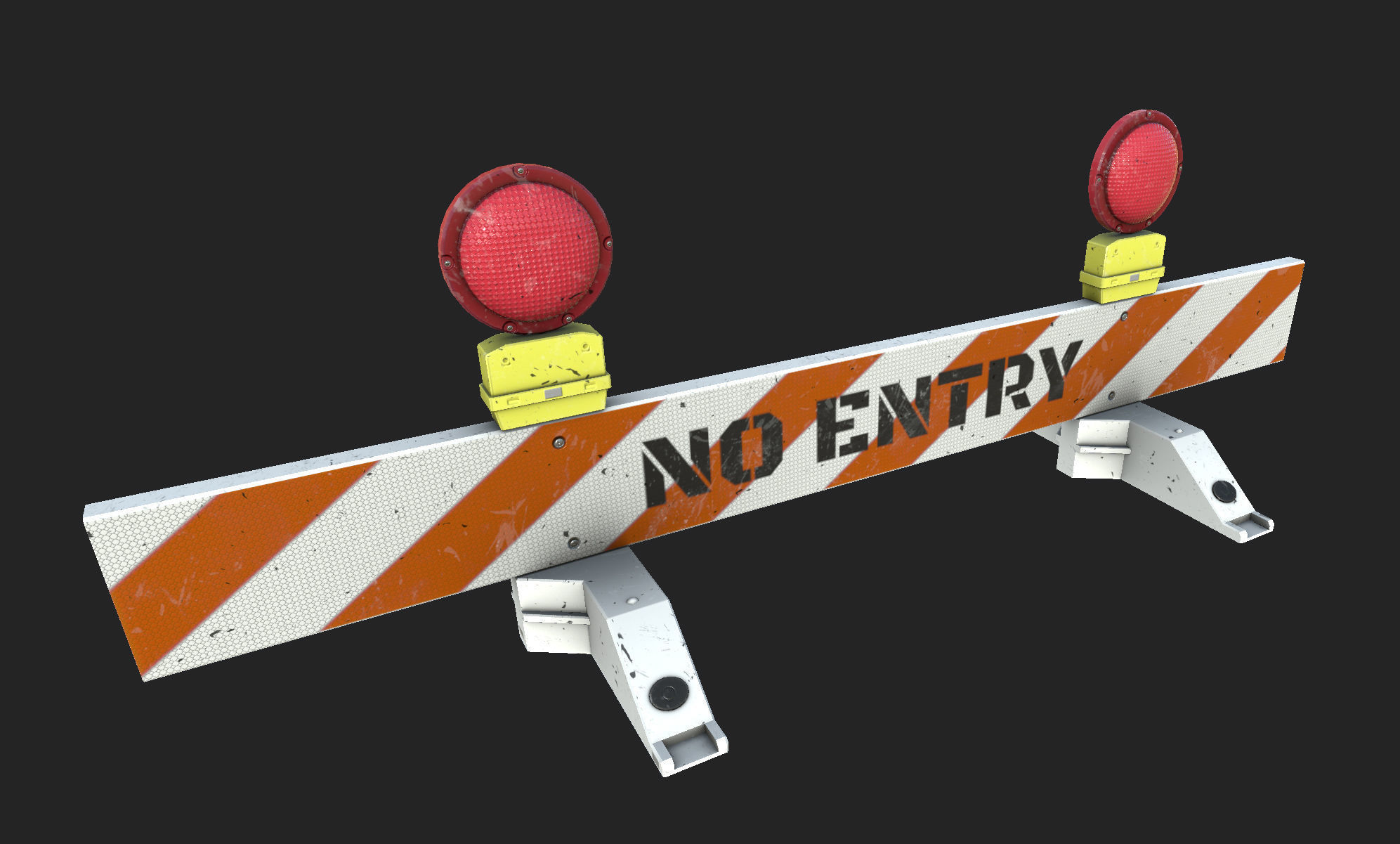 No-Entry Safety Barricade Low-poly 3D model_12
