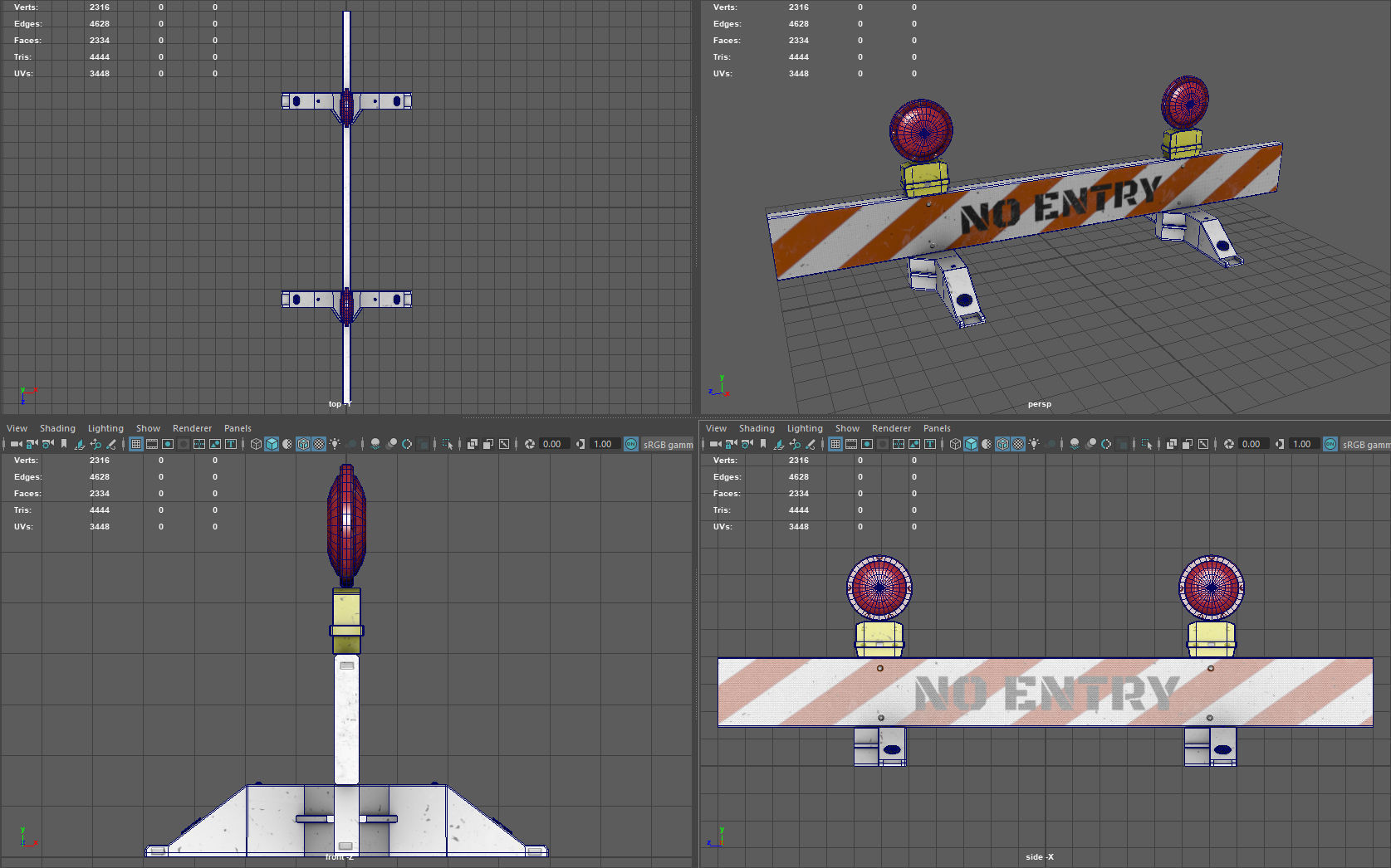 No-Entry Safety Barricade Low-poly 3D model_11