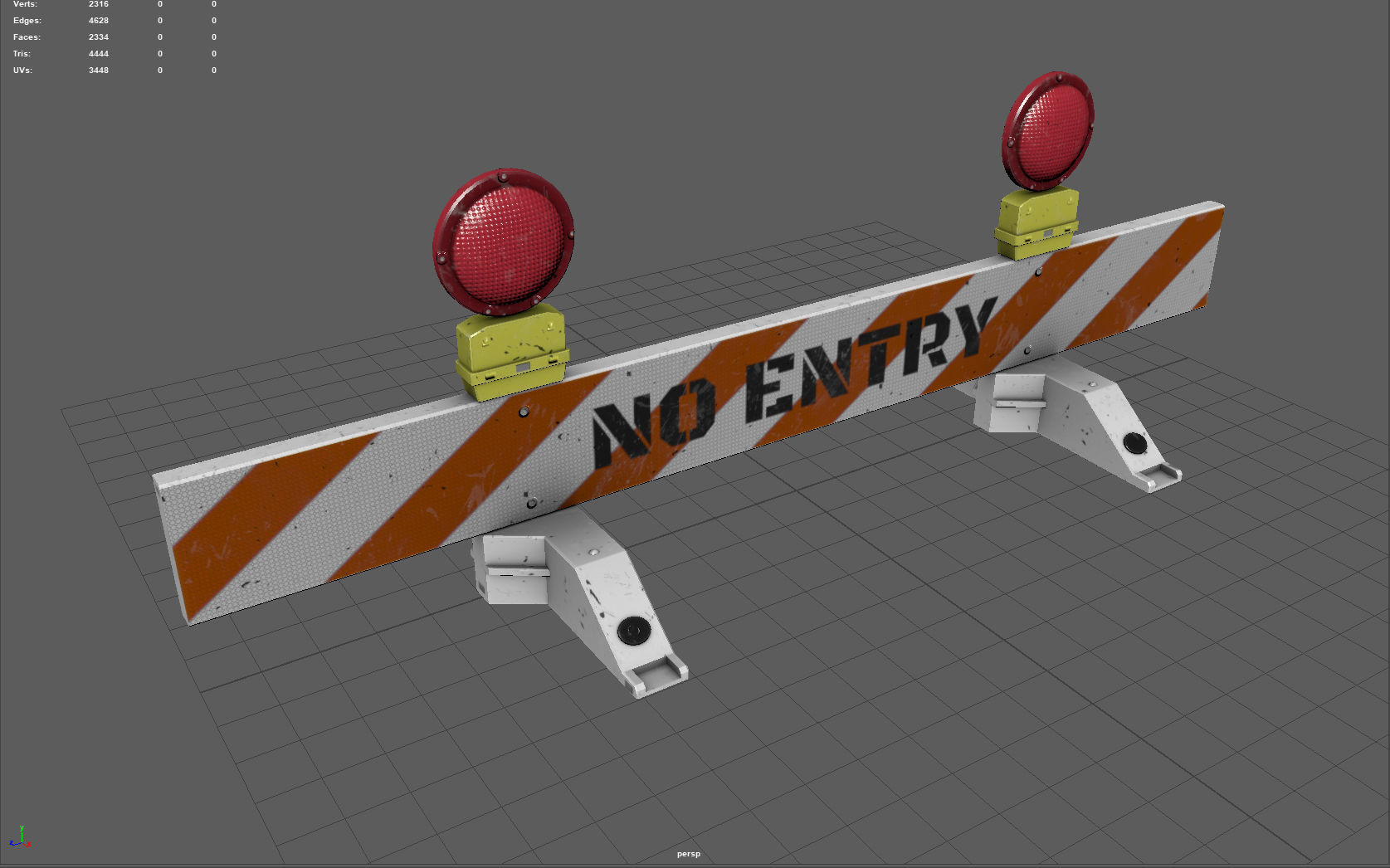 No-Entry Safety Barricade Low-poly 3D model_5