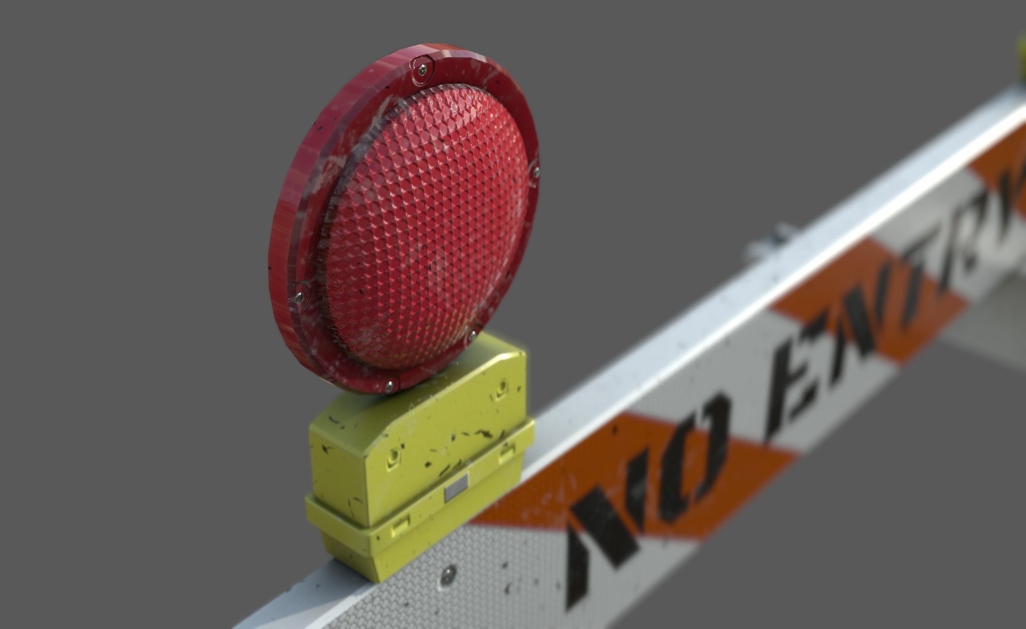 No-Entry Safety Barricade Low-poly 3D model_3