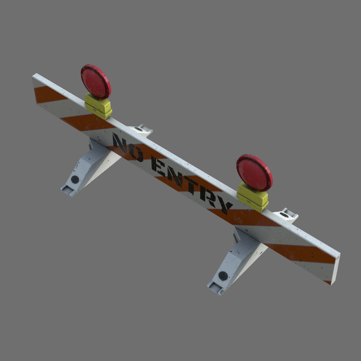 No-Entry Safety Barricade Low-poly 3D model_4