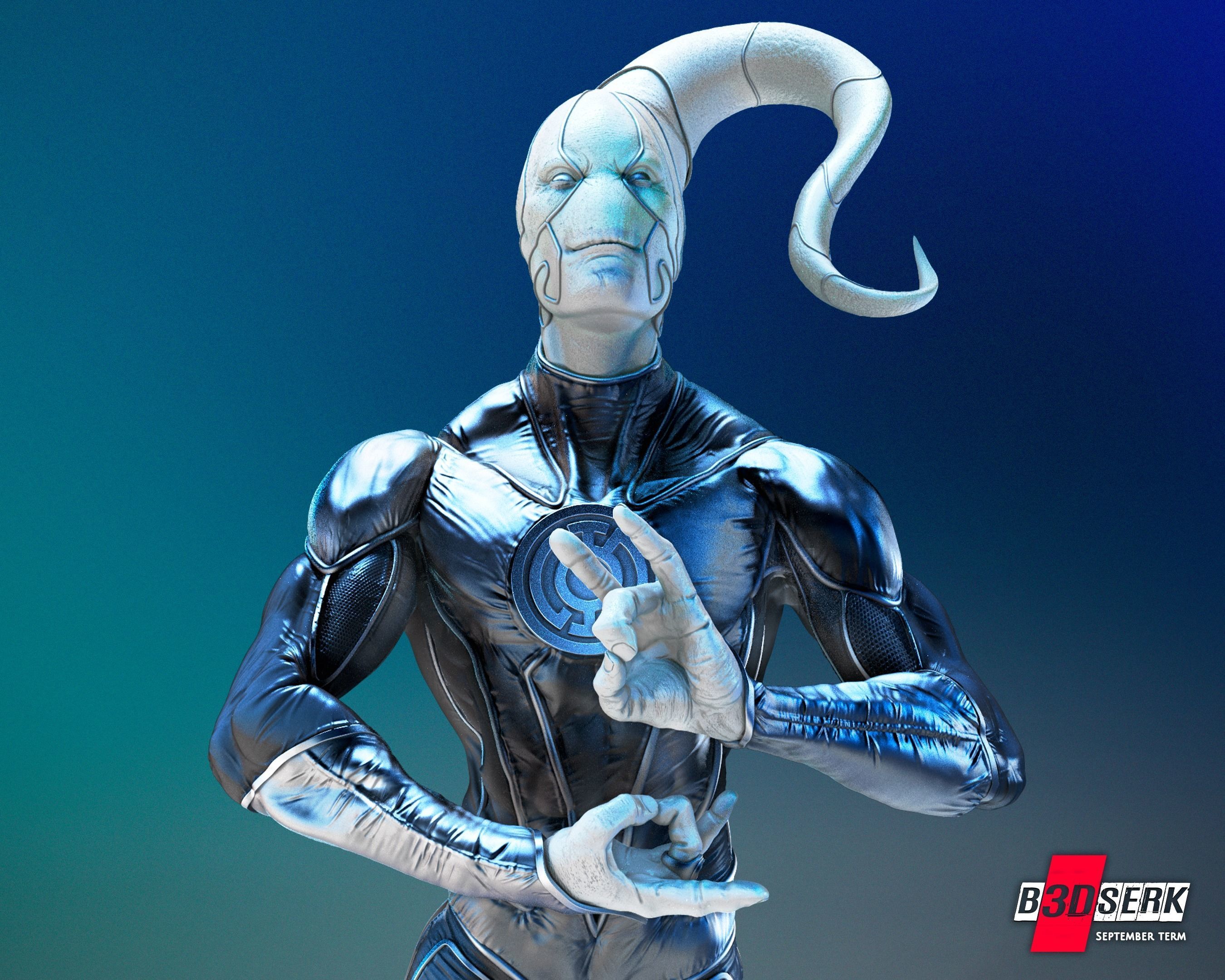 Saint Walker - Blue Lantern Bust for printing 3D print model_8