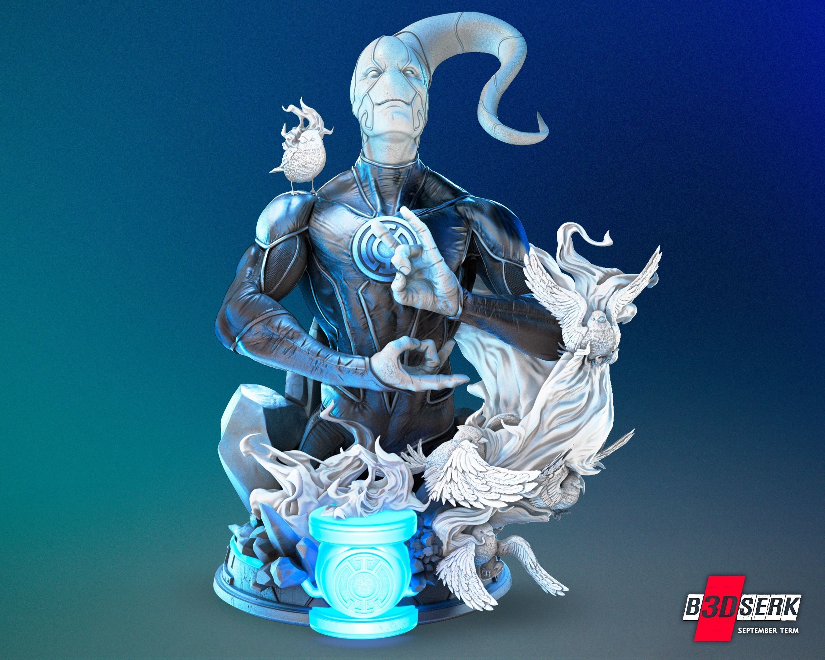Saint Walker - Blue Lantern Bust for printing 3D print model_1