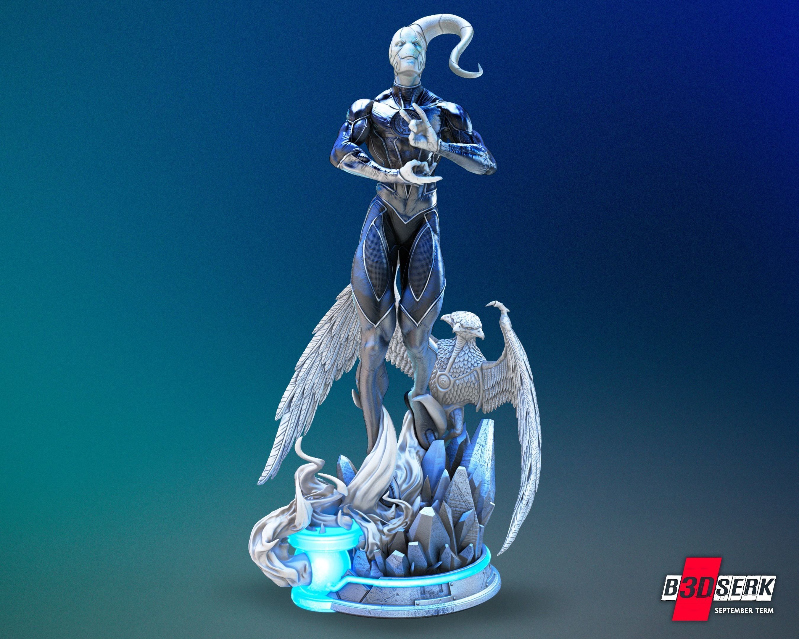 Saint Walker - Blue Lantern Bust for printing 3D print model_6