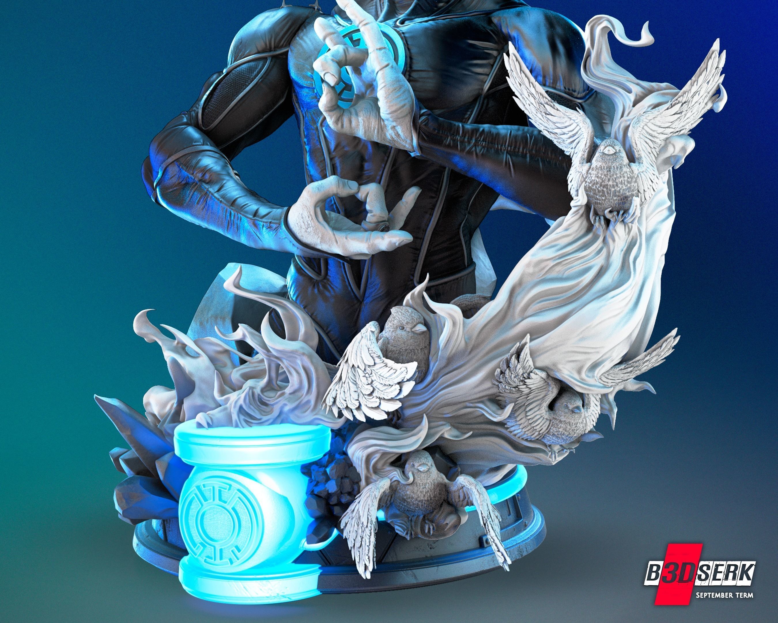 Saint Walker - Blue Lantern Bust for printing 3D print model_3