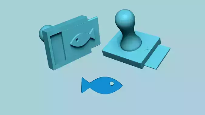Stamp 12 - Simple Fish - Fondant Decoration Maker Toy 3D print model