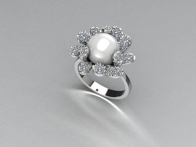pearl ring jewelry 3D print model