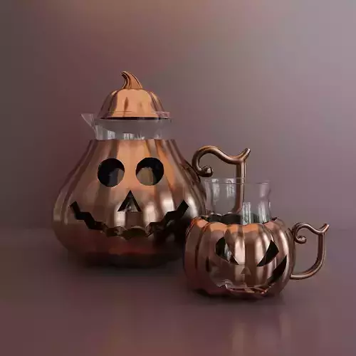 Decanter with glass for Halloween 3D model