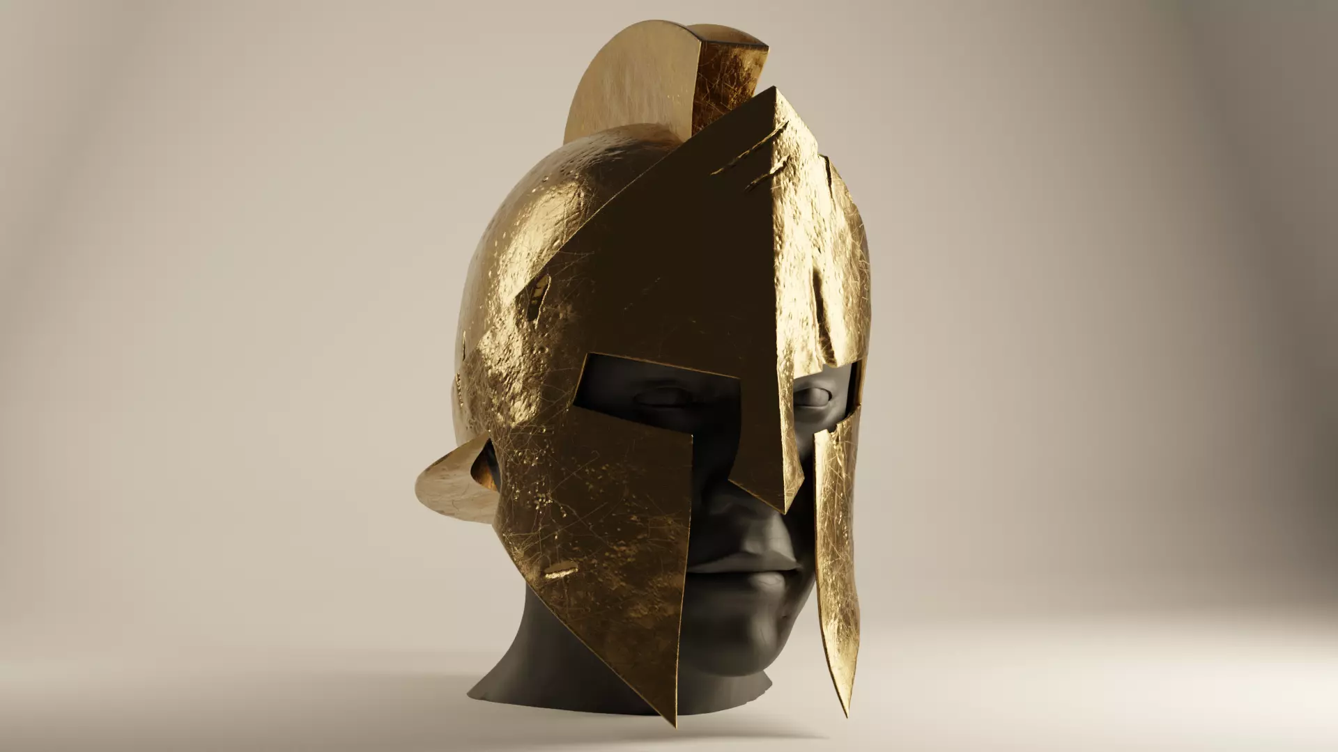 Spartan Helmet Damaged 3D print model_0