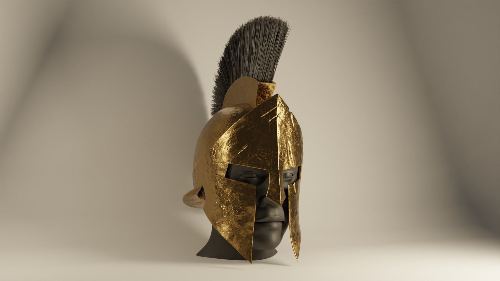 Spartan Helmet Damaged 3D print model_6