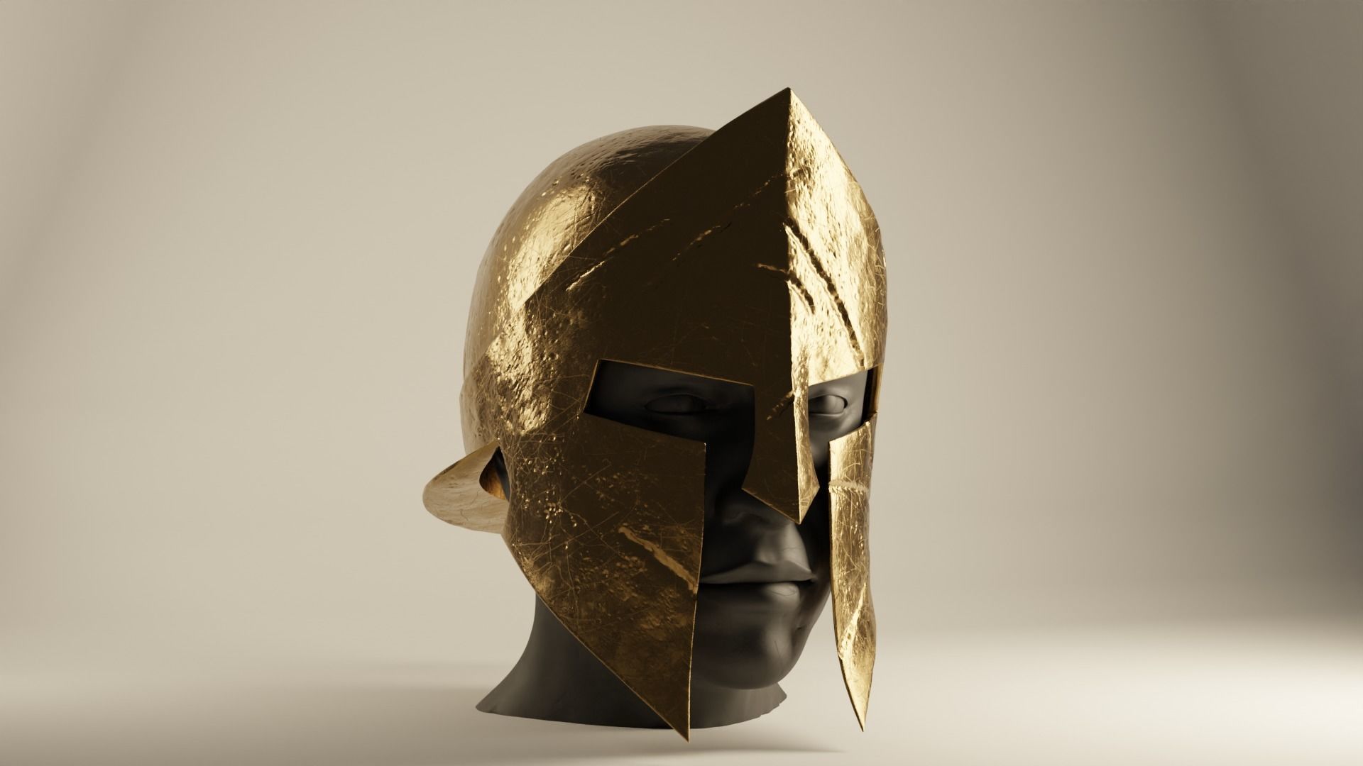 Spartan Helmet Damaged 3D print model_1