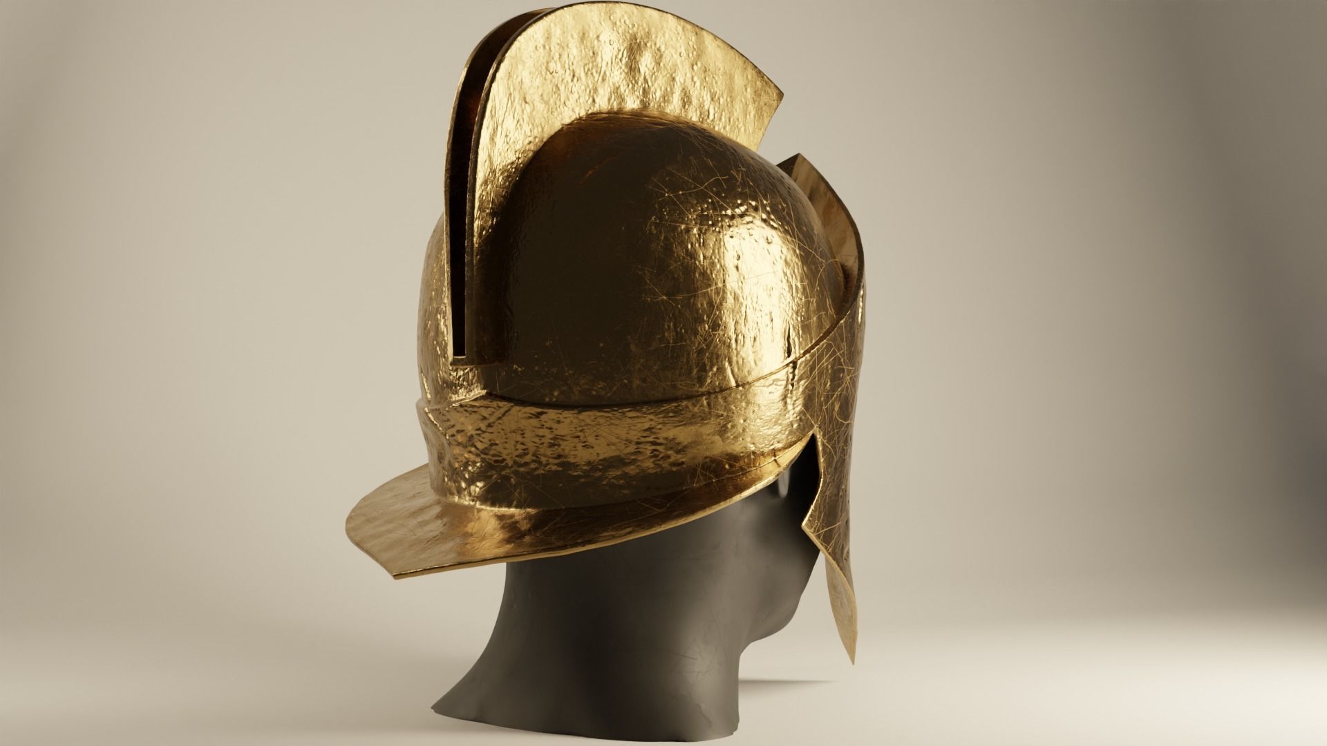 Spartan Helmet Damaged 3D print model_4