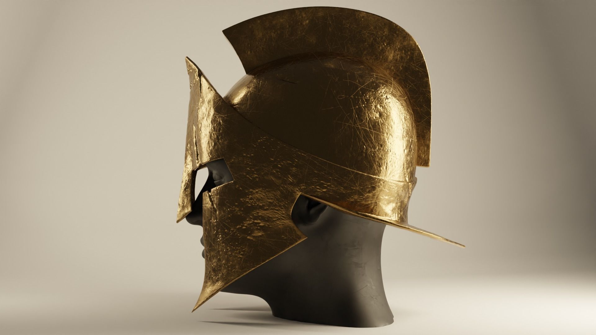 Spartan Helmet Damaged 3D print model_2