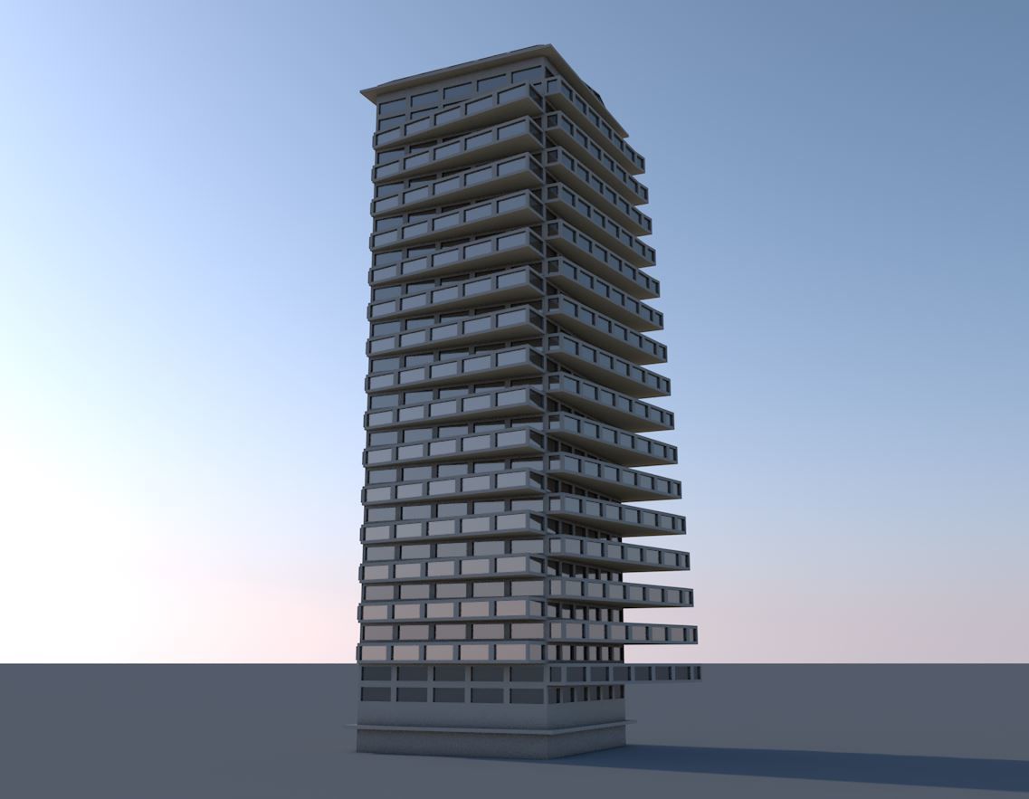Mid skyscraper 3D model_2