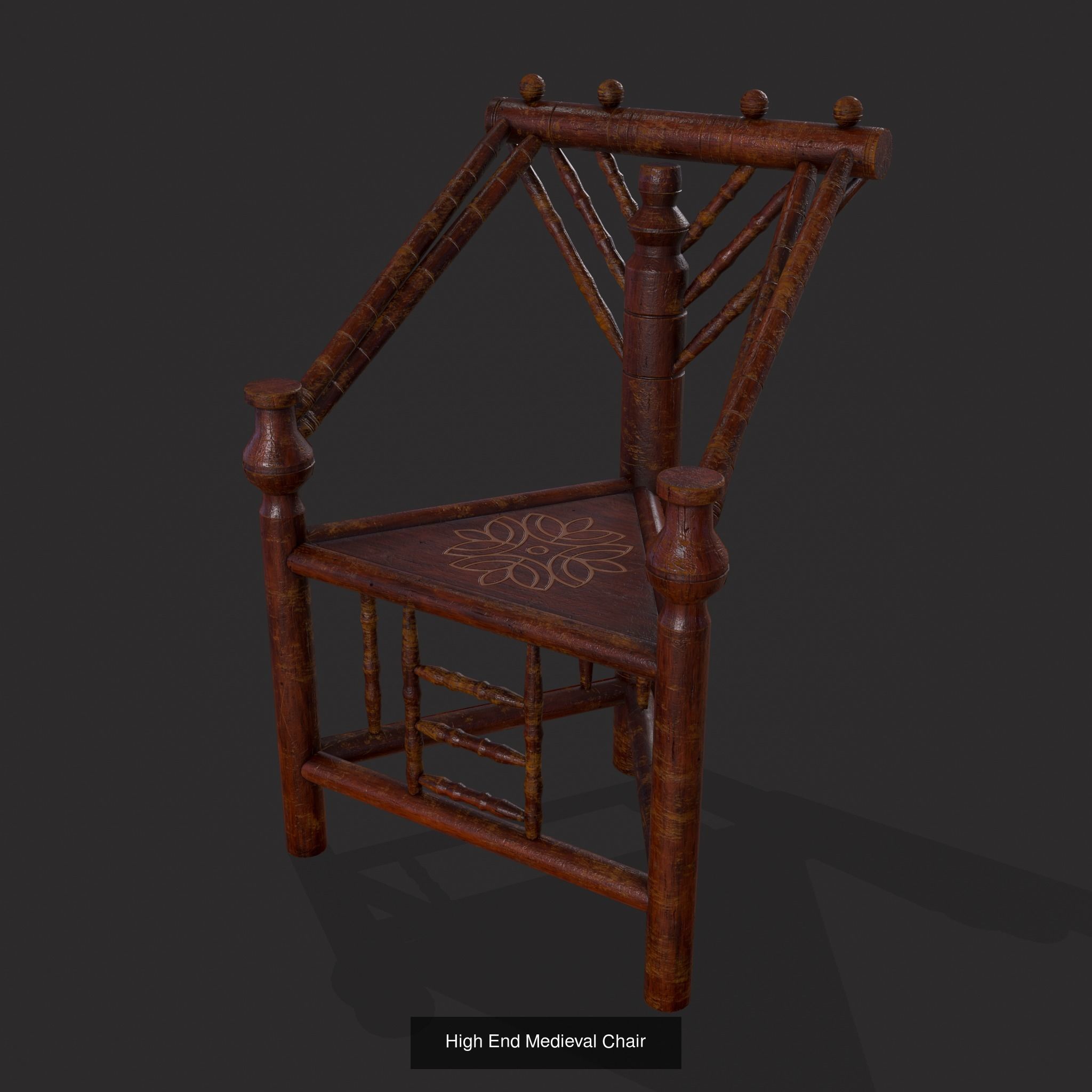 Medieval Wooden Chairs 3D Model Collection_41