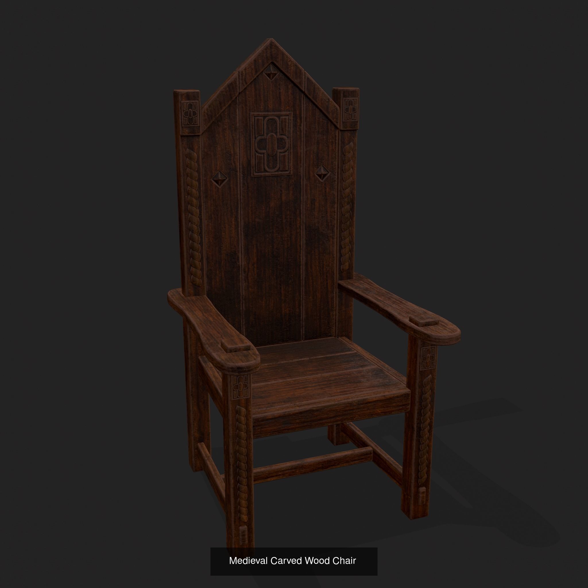 Medieval Wooden Chairs 3D Model Collection_43