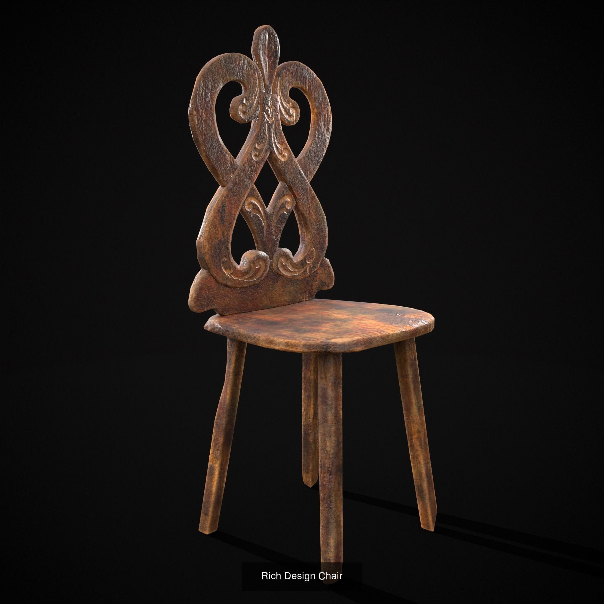 Medieval Wooden Chairs 3D Model Collection_49