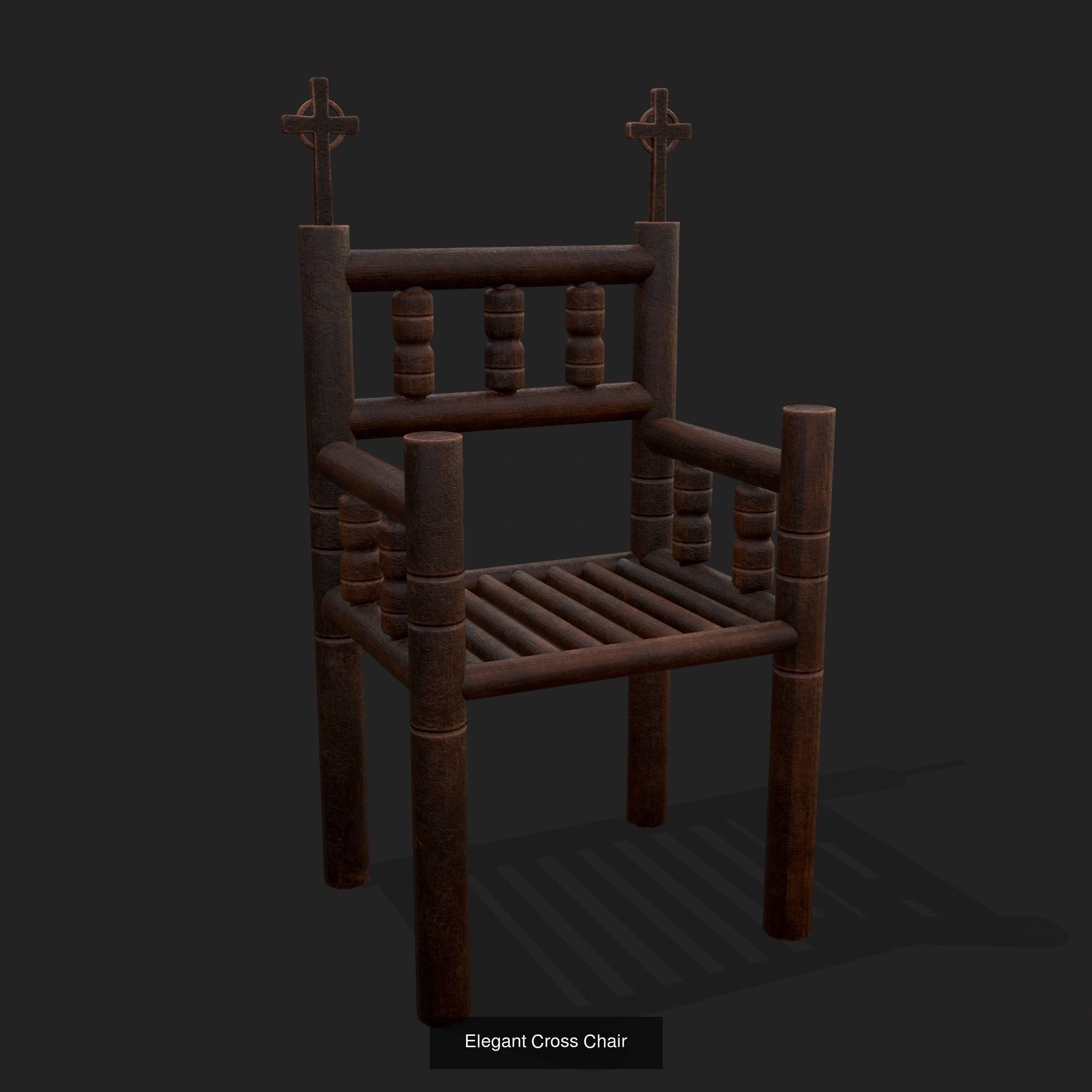 Medieval Wooden Chairs 3D Model Collection_45