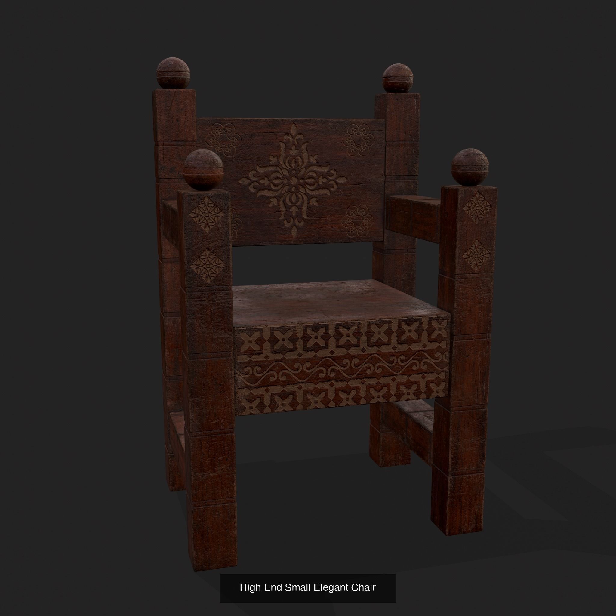 Medieval Wooden Chairs 3D Model Collection_44
