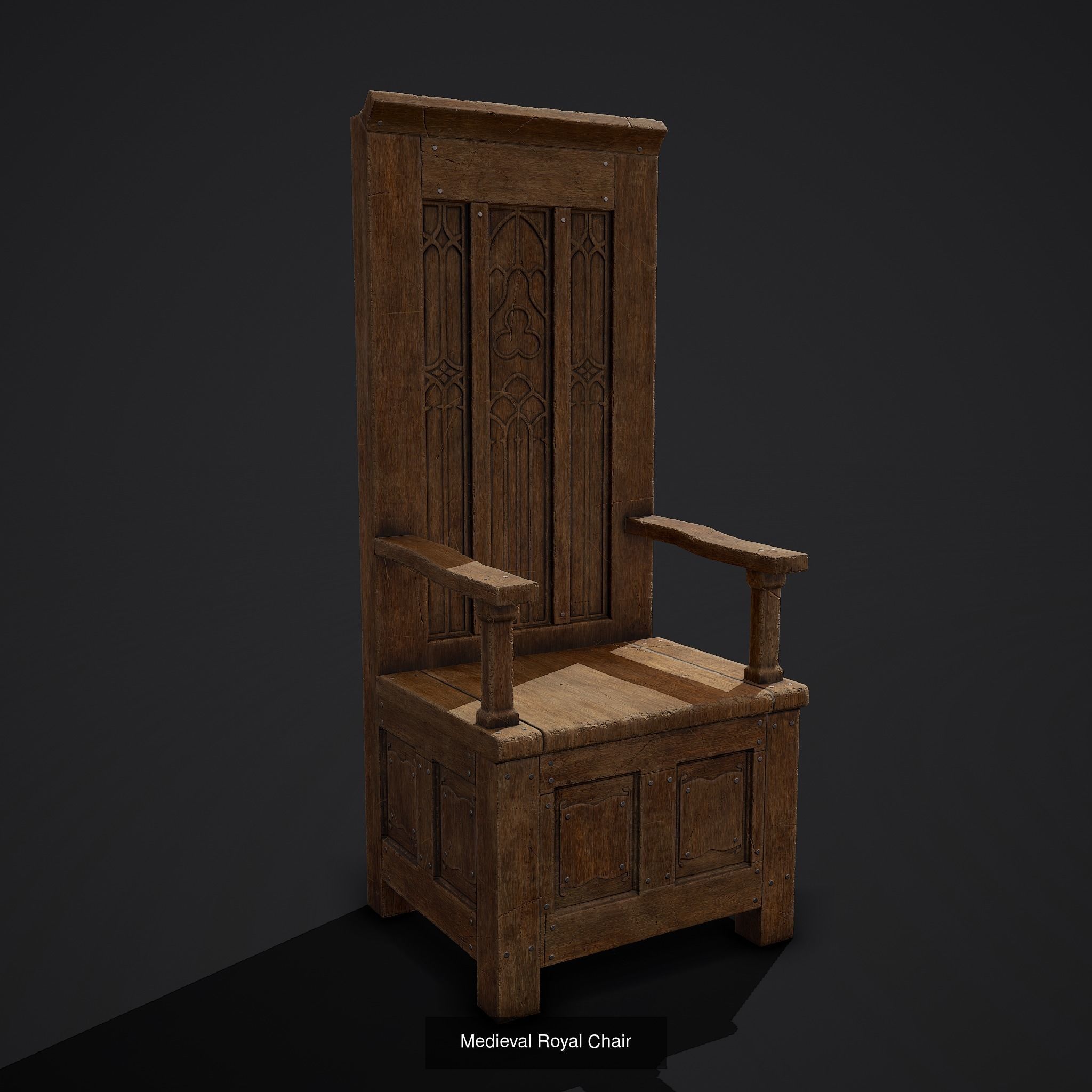 Medieval Wooden Chairs 3D Model Collection_34