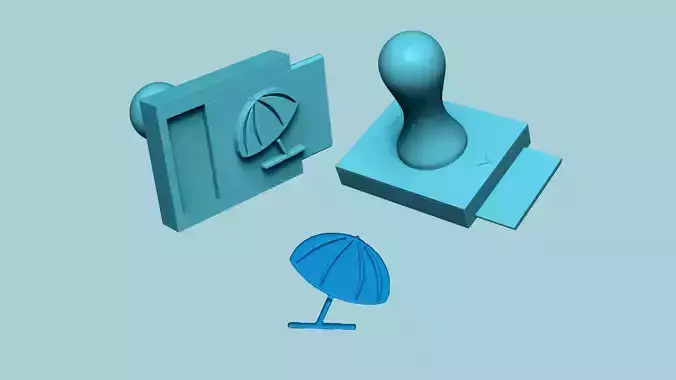 Stamp 37 - Parasol - Fondant Decoration Maker Toy 3D print model