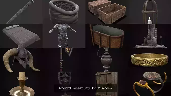 Medieval Prop Mix Sixty One 3D Model Collection