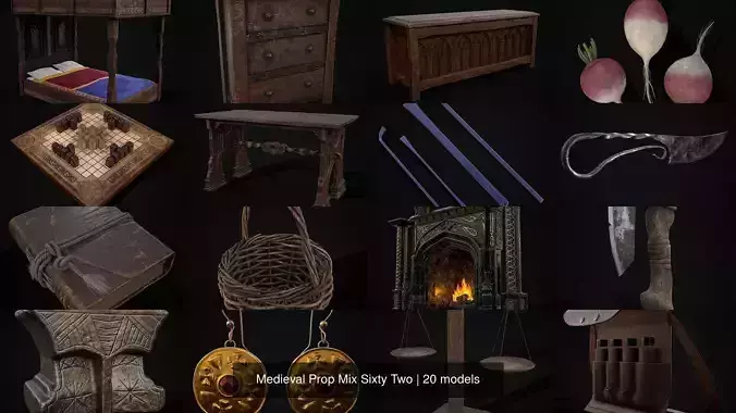 Medieval Prop Mix Sixty Two 3D Model Collection