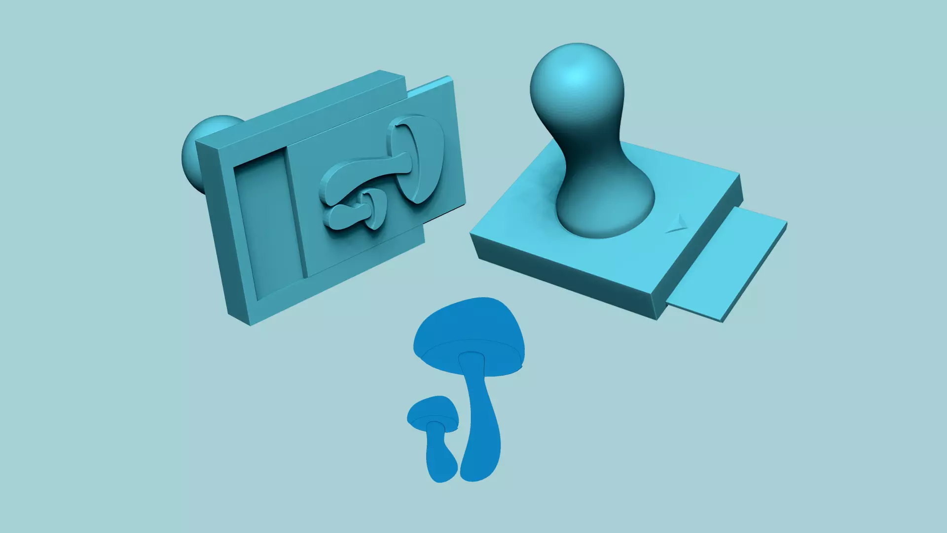 Stamp 46 - Mushrooms - Fondant Decoration Maker Toy 3D print model_0