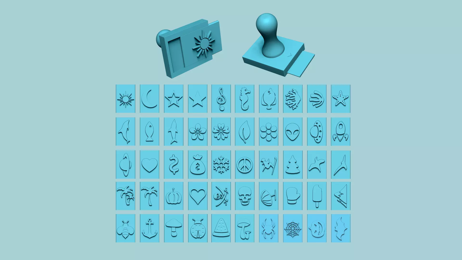 50 Changeable Stamps - Fondant Decoration Maker Toy 3D Model Collection_0