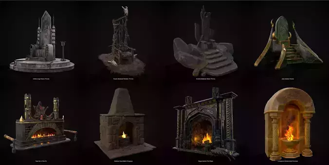 Thrones and Fire 3D Model Collection